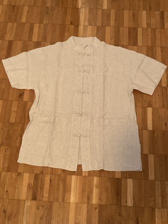 Chemise vietnamienne pour homme, en lin, beige, taille M