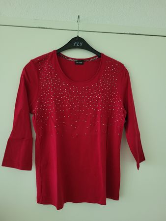 Gerry Weber T-Shirt, rot, Grösse 40, mit Strasssteinen