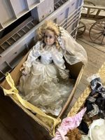 Porzellanpuppe Brautkleid mit Schleier gebraucht