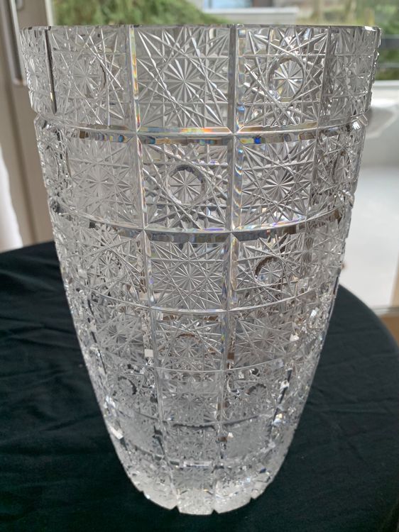Produktbild von Kristallglas Vase - Handgeschliffen - Antik - Böhmisch TOP! (Neu