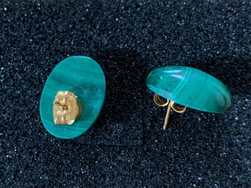 Orecchini pendenti & Orecchini a lobo: Ohrstecker ovaler Malachit, 10mm x 14mm – Nuovo (secondo la descrizione) da Worb venduto da farben20zauber 1
