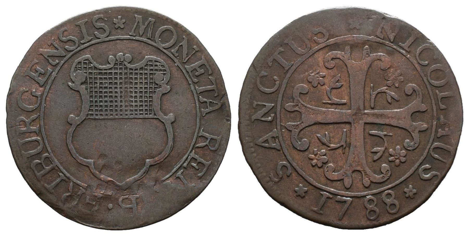 Tutti le monete: Freiburg Halbbatzen 1788  /3593 – Usato da Trimbach venduto da Solothurn1