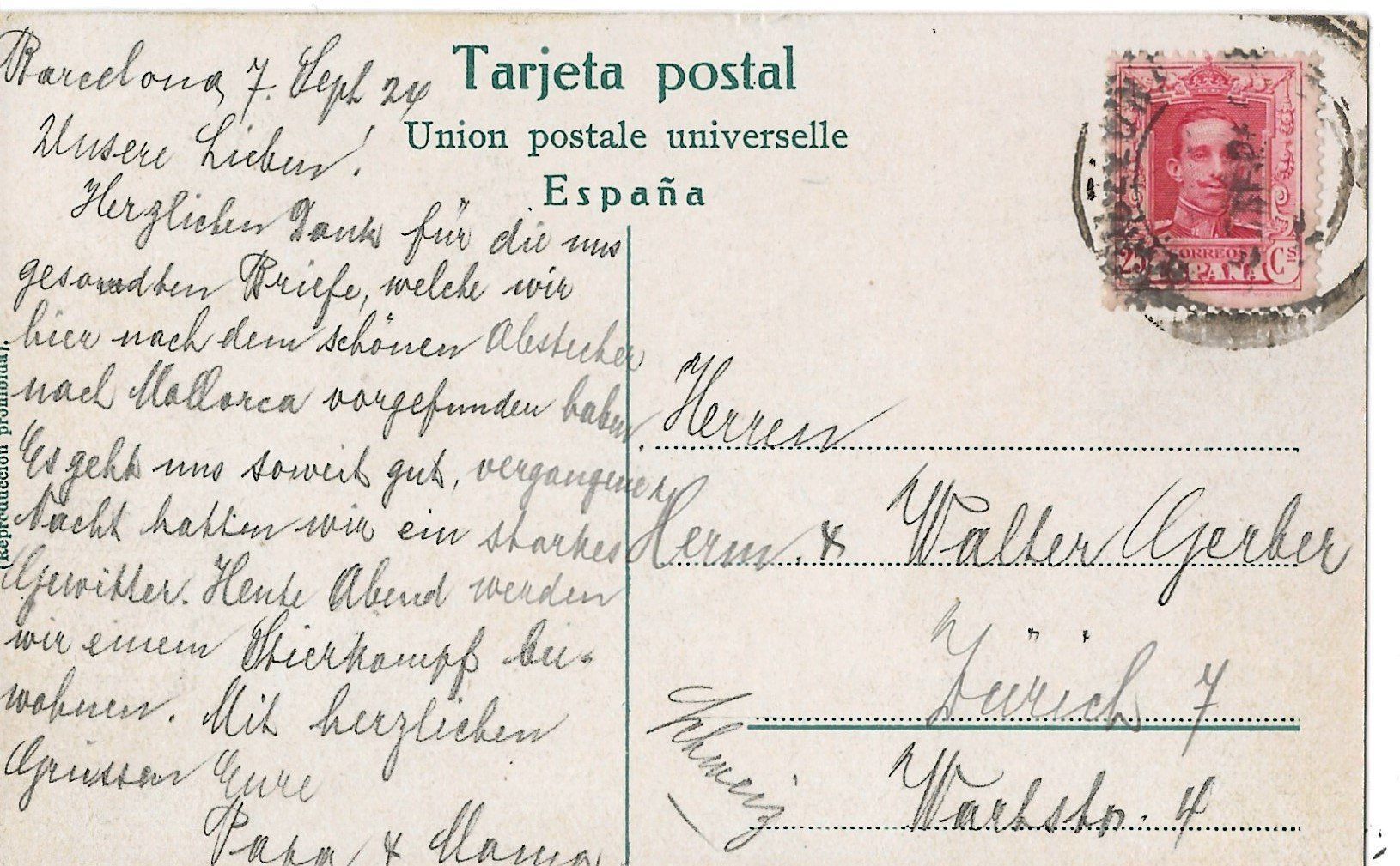 Ansichtskarten: Spanien, Barcelona, Stierkampf, 1924 – Gebraucht aus Frauenfeld von Merk52 1
