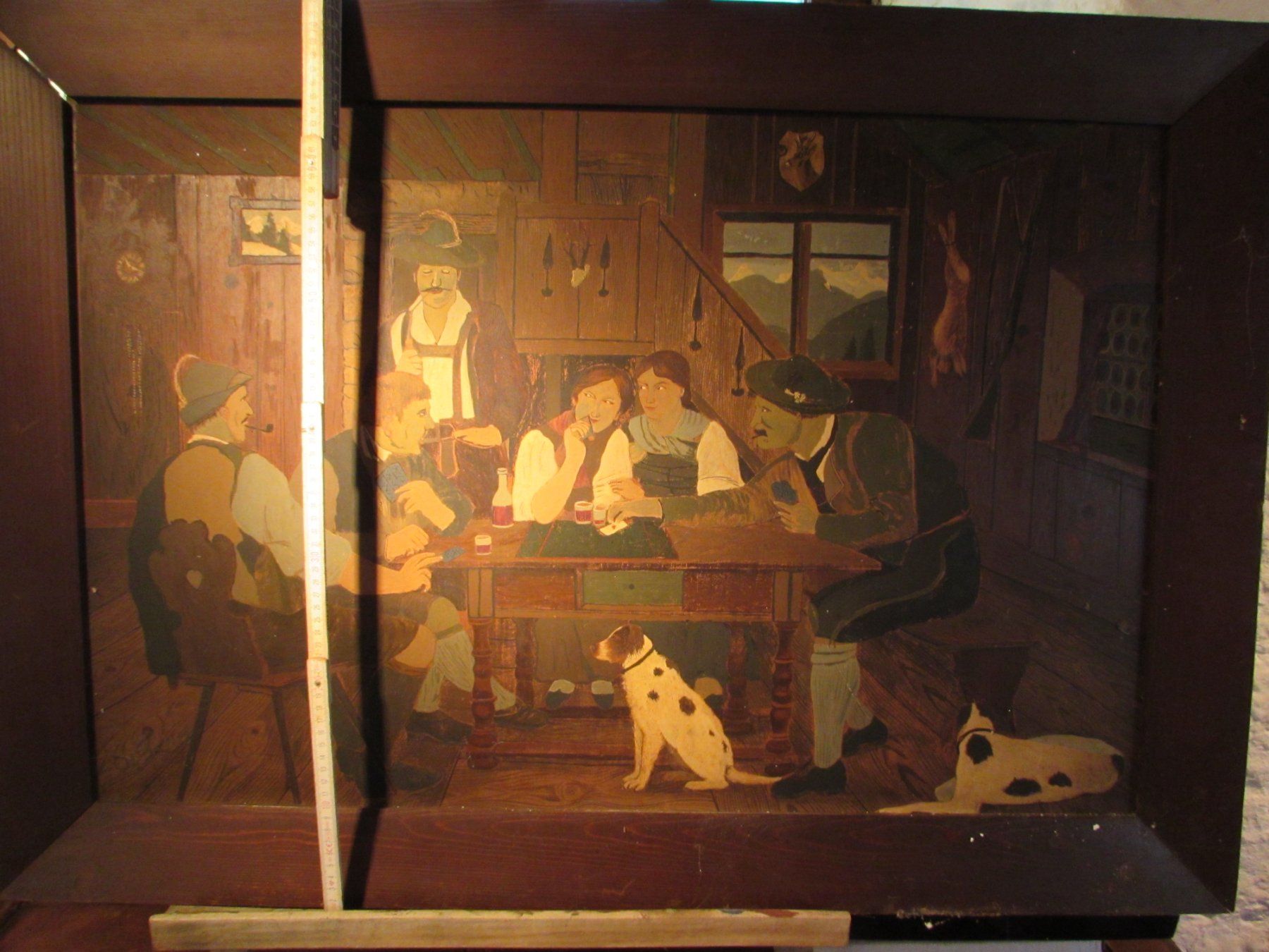Dipinti: Tableau scène de vie alpine cadre bois – Usato da Onnens VD venduto da didier1956