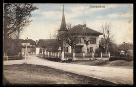 AK Bourguillon, Rue et église, Straßenpartie mit Blick zur K