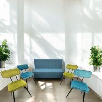 Stilvolle Lounge Garnitur Sofa + 4 Stühle Samt Look