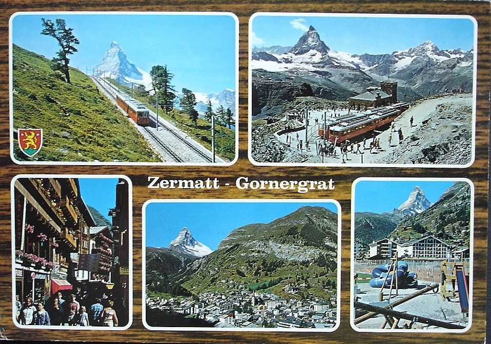 Cartoline postali: ZERMATT Station Gornergrat - Bahn, 2 Züge – Usato da Jona venduto da philajona