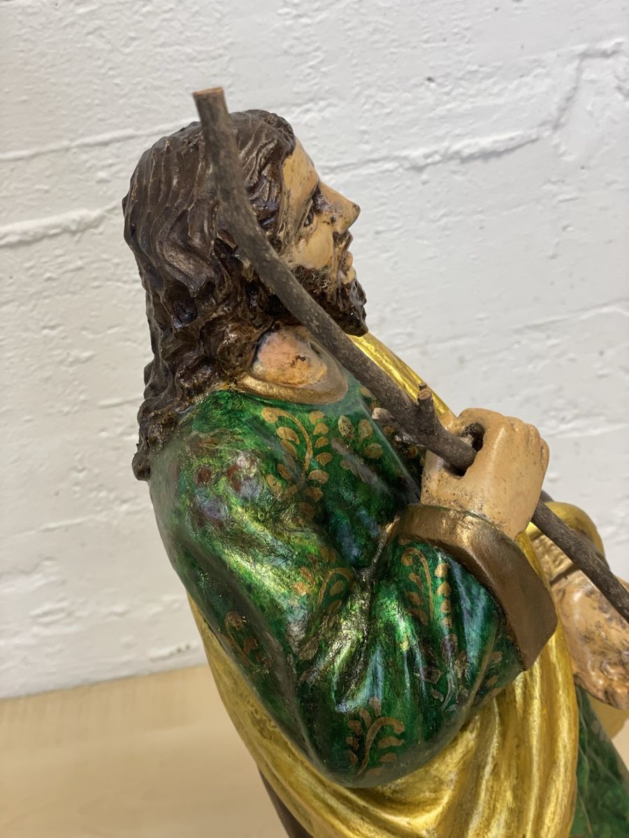 Sculture & Statue: Antike Holzfigur, Heiliger, 52cm hoch, Handbemalt – Usato da Locarno venduto da Osvaldo61 6
