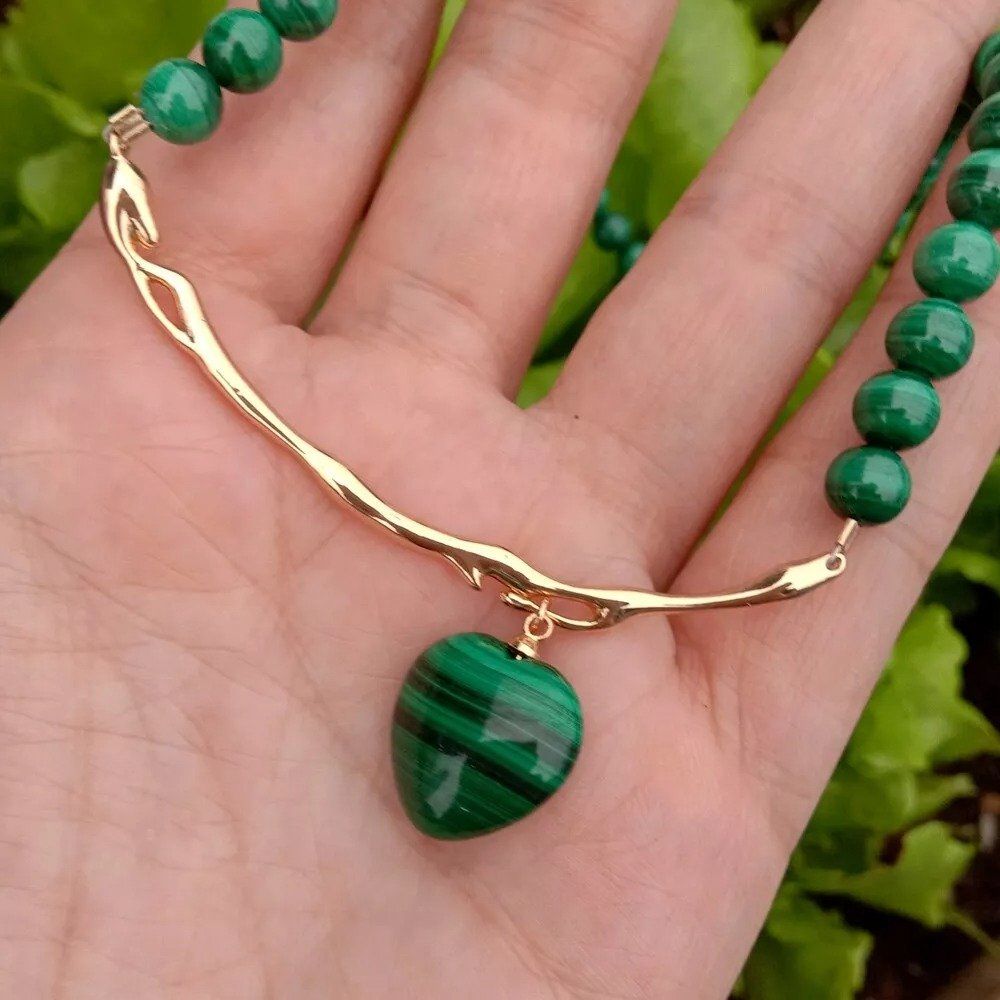 Catenine: Klein Malachit Halskette Kette Echt Collier Perle Malachite – Nuovo (secondo la descrizione) da Prilly venduto da ilyria73 1