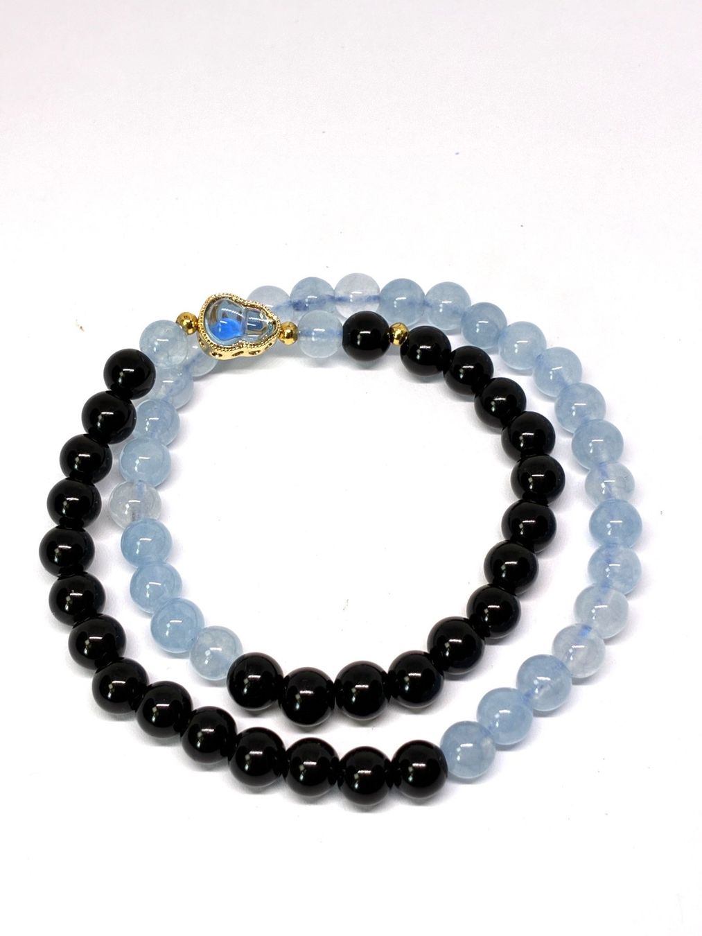 Armbänder & -reifen: Obsidian & Aquamarin Doppelwickel-Armband – Neu (gemäss Beschreibung) aus Finstersee von Small-Daily-Rituals 2
