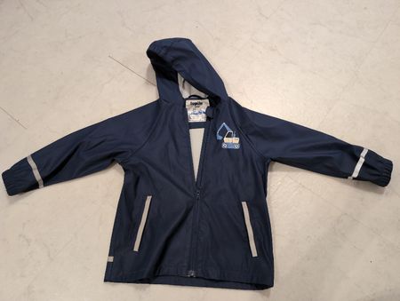 Lupilu Regenjacke Gr. 98/104 Dunkelblau mit Bagger Motiv