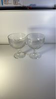 2 Dessertgläser mit Reliefmuster Glas Schale