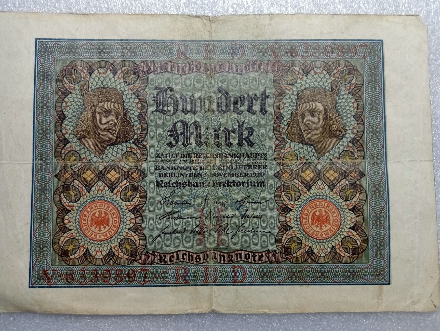 Banconote: 1000 Mark Reichsbanknote, Berlin März 1920 – Usato da Zürich venduto da sendbad