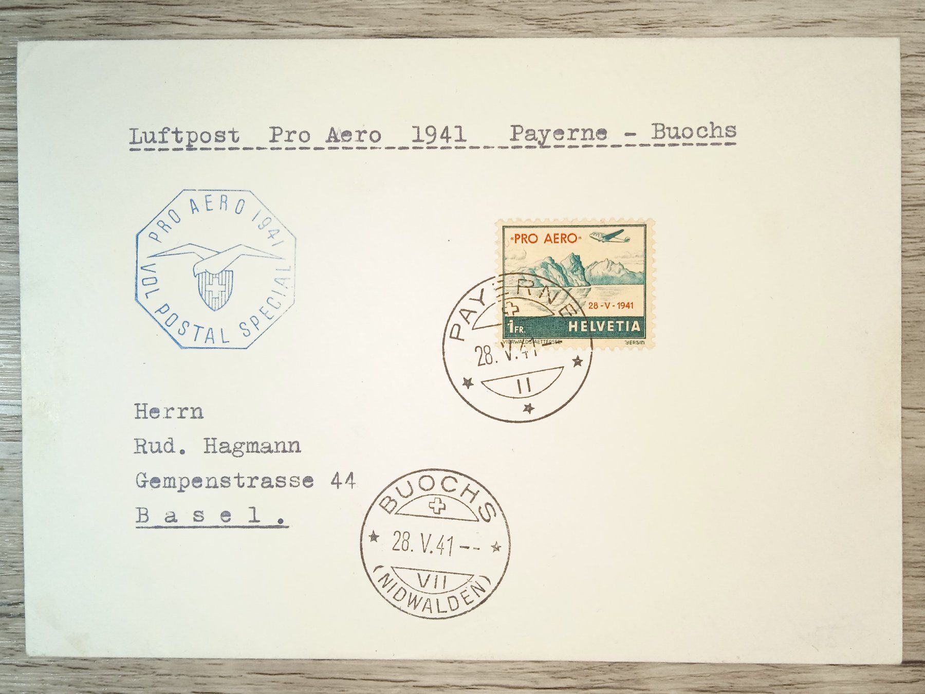 Tutti i francobolli: TR60 Enveloppe + Timbre Suisse 1941 – Usato da Cousset venduto da Patrick_Collections