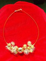 Collier Unikat aus Glas gefüllt mit Gold Perlen