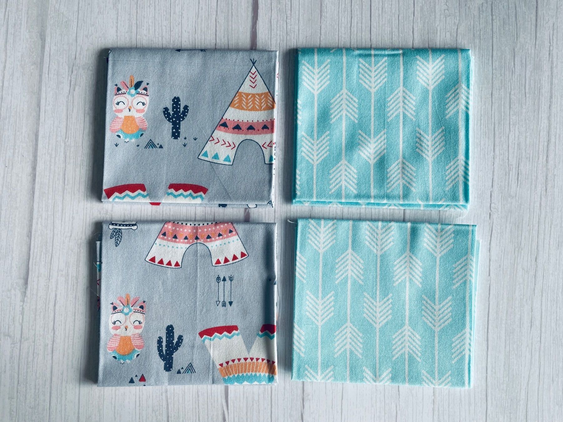 Tessuti: 4 Fat quarter/Coupons patchwork & couture - Indiens gris – Nuovo e nell'imballaggio originale da Gland venduto da san_xz5j 1