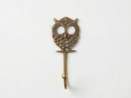 Joli crochet mural hibou en bronze