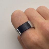 BREIL Edelstahl Leder Silberne Ring