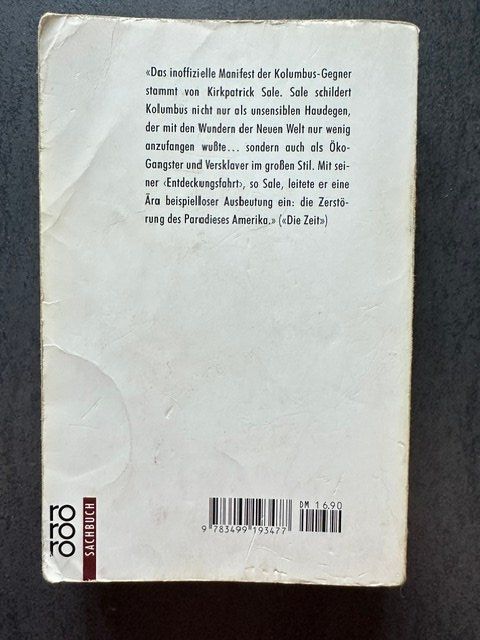 Libri: Kirkpatrick Sale Buch "Das verlorene Paradies" – Usato da Feldbach venduto da CDF10 1
