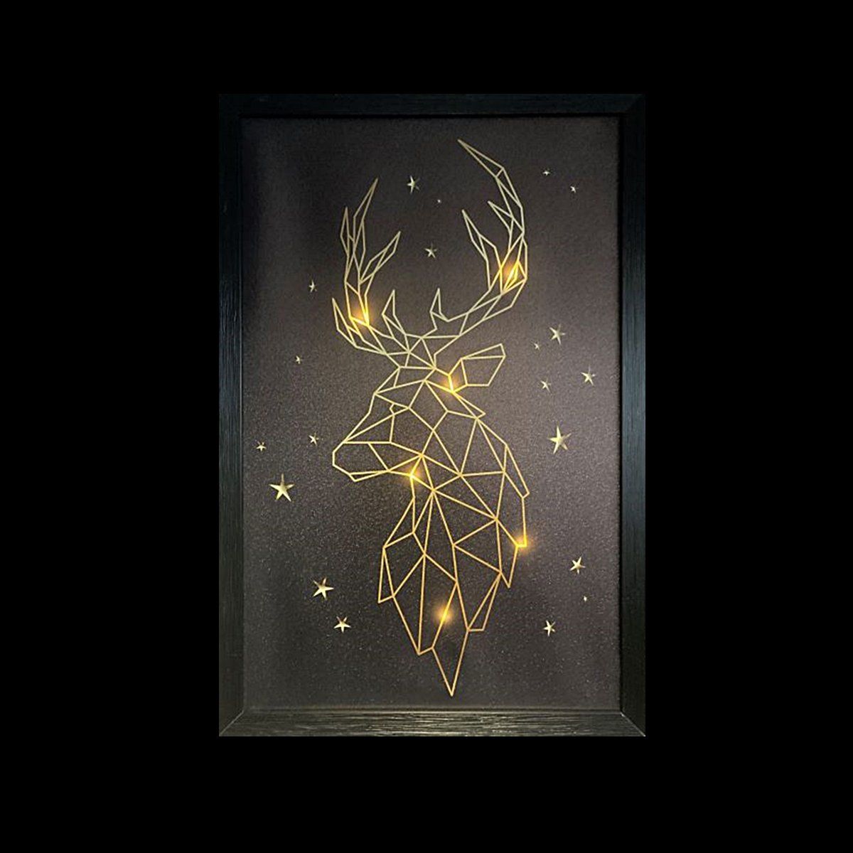 Poster & Bilder: LED Bild 40 x 60 cm Hirschkopf & Sterne – Neu und originalverpackt aus Wettingen von Swala 1