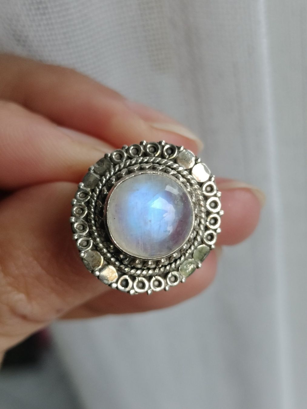 Anelli: Regenbogen Mondstein Ring 925 Solid Sterling Silber – Nuovo (secondo la descrizione) da Schwyz venduto da els_7cys 5