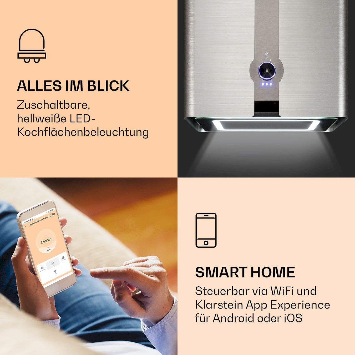 Hottes de ventilation: Klarstein FUTURELIGHT SMART Inselhaube – Neuf avec emballage d'origine à Bottighofen par zaap 3