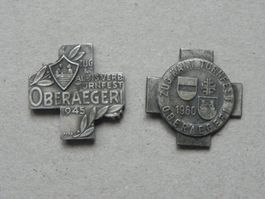 Medaille 2 Sport Abzeichen Brosche Oberägeri ZG 1945 & 1960