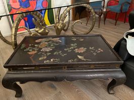 Antiker Beistelltisch, Couchtisch, Tisch, Jade Intarsien