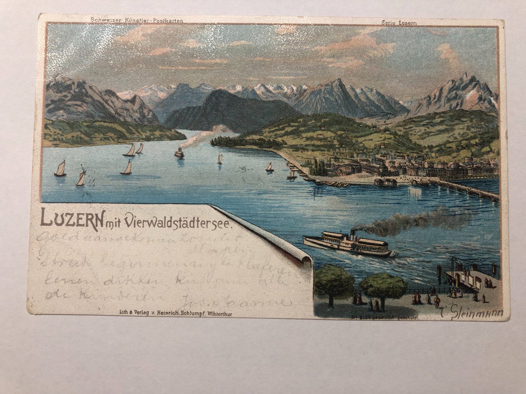 Cartoline postali: Luzern mit Vierwaldstättersee 1903 – Usato da Pfäffikon ZH venduto da Waltoversand
