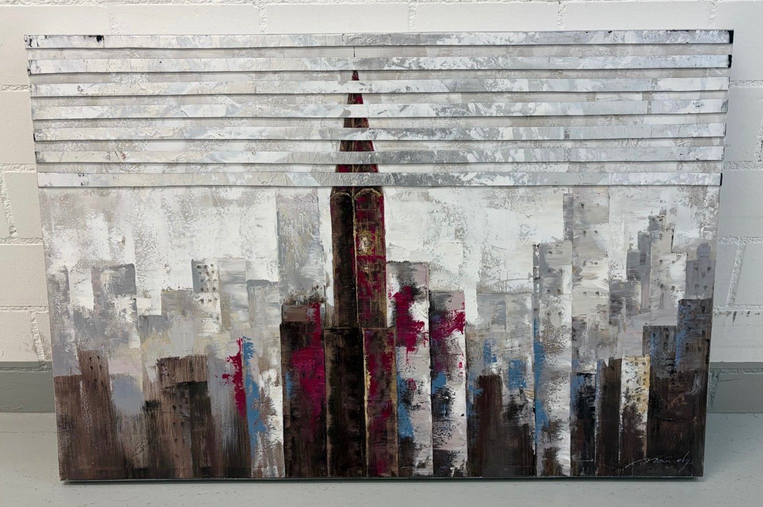 Gemälde: Skyline-Gemälde auf Leinwand – Gebraucht aus Basel von berenice.roch