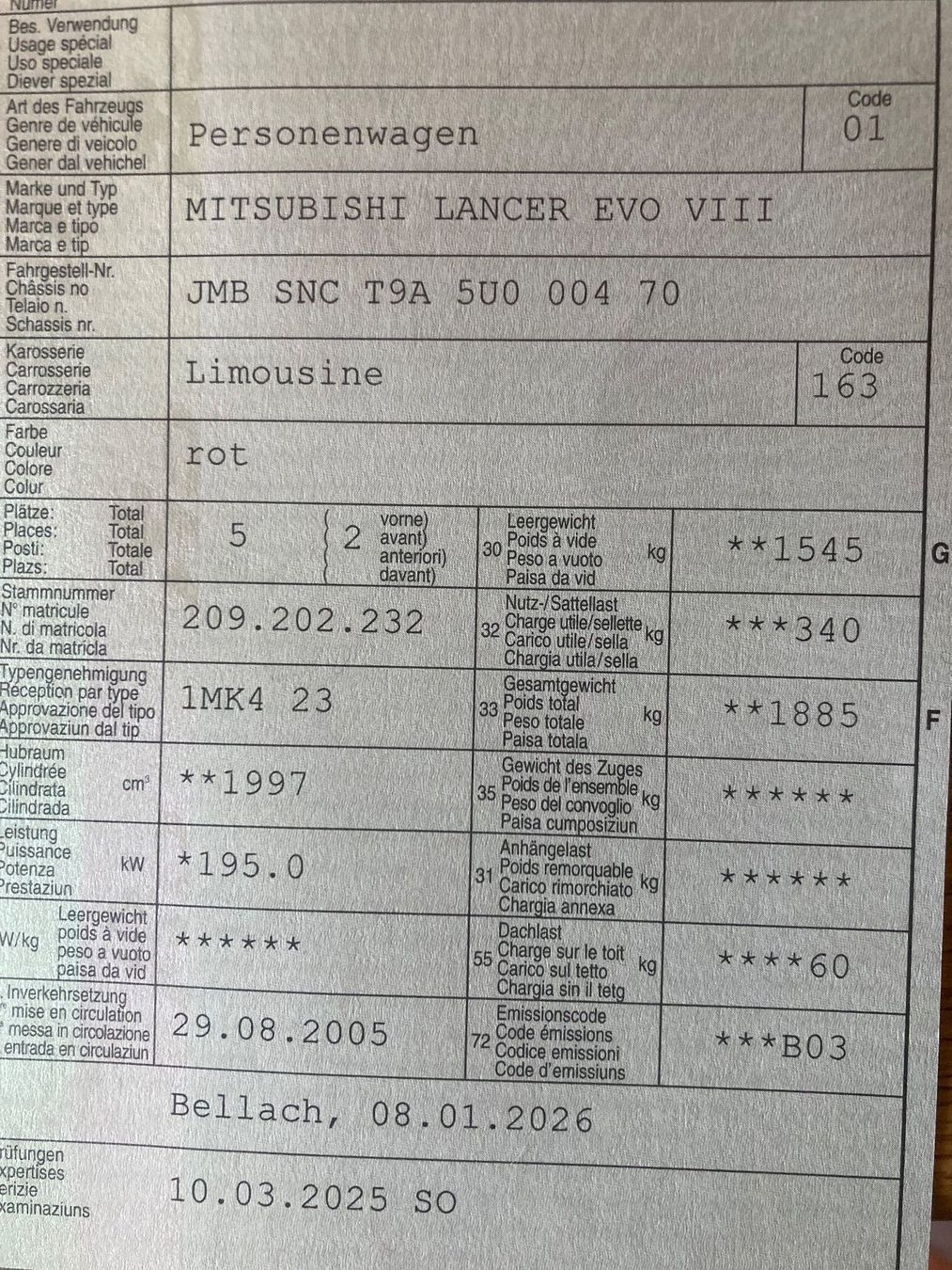 Mitsubishi Automobili: Mitsubishi Lancer Evo 8 – Usato da Beinwil SO venduto da aeg_kr5q 7