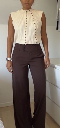 Damen Hose braun Grösse M Bund mit Knöpfen