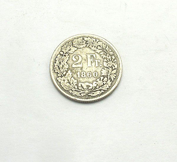 Alle Münzen: 2 Franken Münze 1860 – Gebraucht aus Zürich von Schmuckmarkt