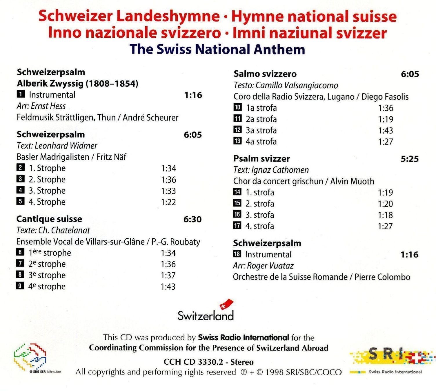 CD: CD Schweizer Landeshymne  Schweizerpsalm - jetzt aktuell! – Nuovo e nell'imballaggio originale da Allmendingen b. BE venduto da MMC-MuMeCo 1