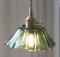 Lampe Suspendue Vintage en Pierre de Verre à Fleurs