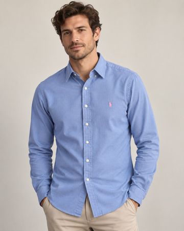 Polo Ralph Lauren Slim Fit Hemd M Blau rosa Pony