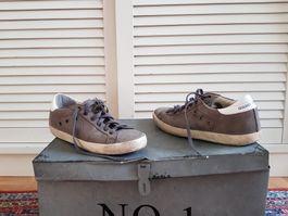 Baskets Golden Goose en cuir T. 36, gris taupe