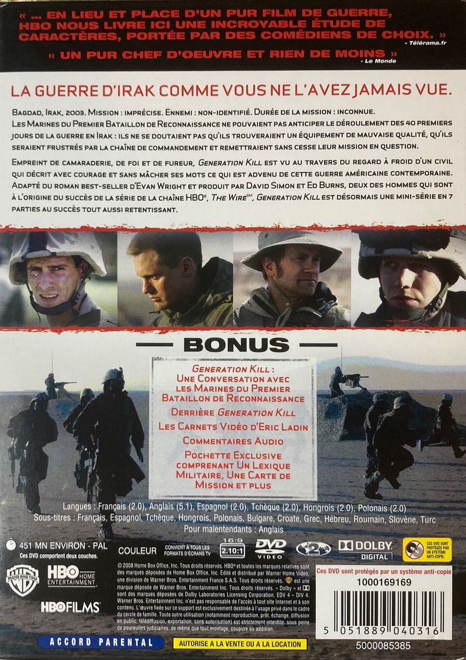 Alle DVDs: GENERATION KILL (LES CRÉATEURS DE THE WIRE VOUS FONT DéCOUVR – Gebraucht aus Poliez-Pittet von Newtown-Records 1