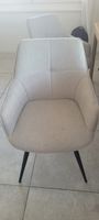 Livique Dining chair fabric light grey with black legs 4 pcs