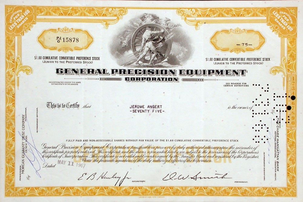 Documenti: General Precision Equipment Corporation - 1966 – Usato da Solothurn venduto da Sgasche