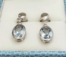 Silber 925 Aquamarin-Zirkonia Ohrringe (rhodiniert) - NEU