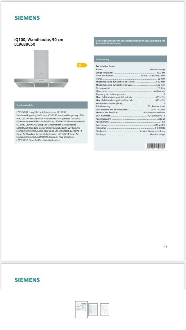 Siemens Dampfabzug: Dampfabzug Siemens – Neu (gemäss Beschreibung) aus Uetendorf von  2