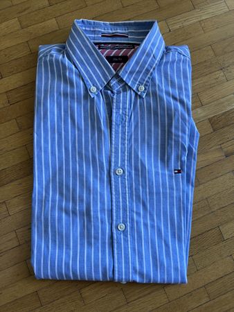 Tommy Hilfiger Hemd, Gr. M, hellblau gestreift, Top! (52)