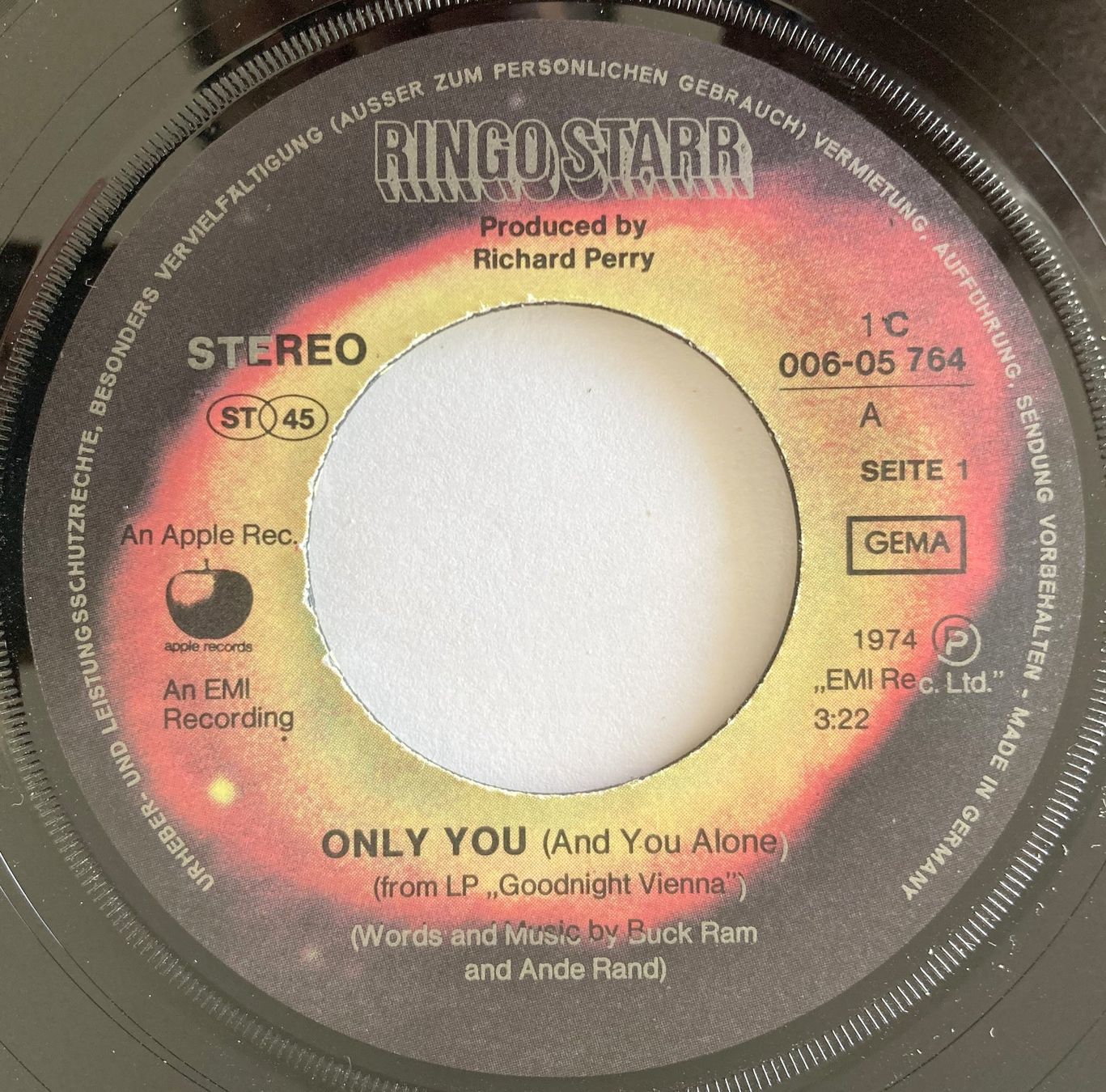 Dischi in vinile: BEATLES / RINGO STARR - ONLY YOU – Usato da Bottens venduto da hotter-than-hell 2