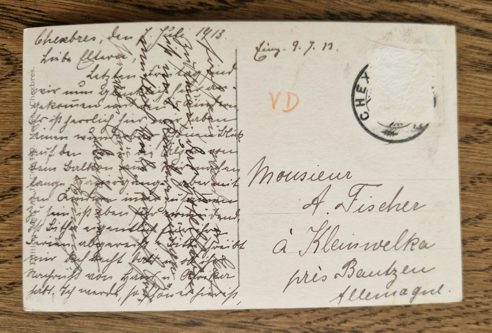 Cartoline postali: Chebres 1913, nach Deutsvhlsnd – Usato da Ebikon venduto da Donar50 1