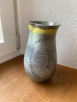 Keramikvase grau gelb  Vintage um 1950