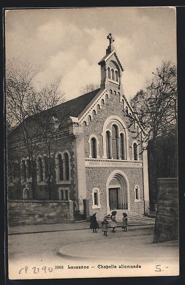 Cartoline postali: AK Lausanne, Chapelle allemande – Usato da Berlin venduto da bartko-reher