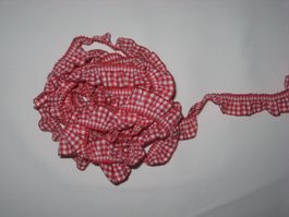 Rüschenband Vichy rot/weiss kariert elastisch 2cm breit