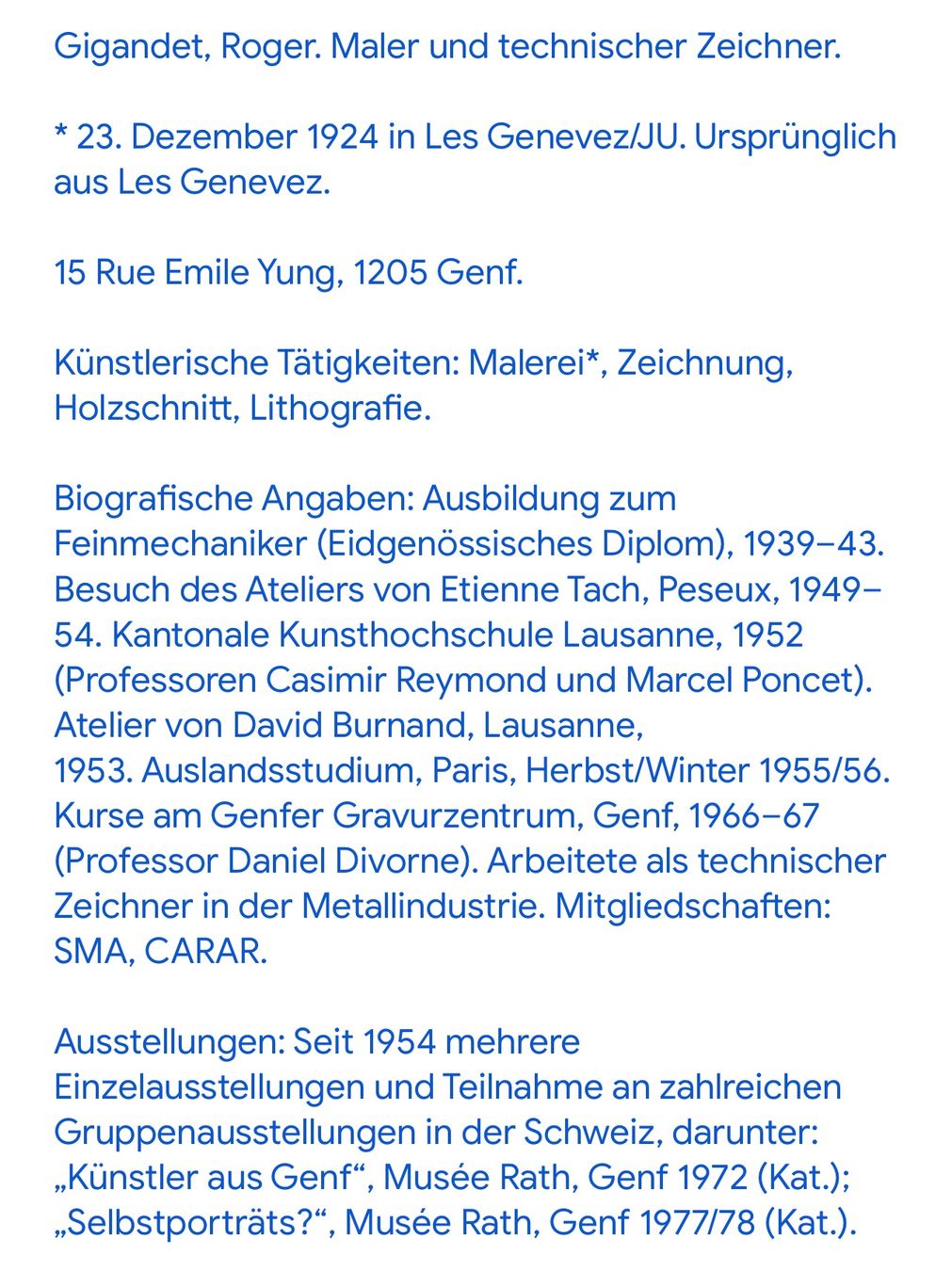 Dipinti: Gigandet Roger 1924 – Usato da Grosshöchstetten venduto da Perle1951 5