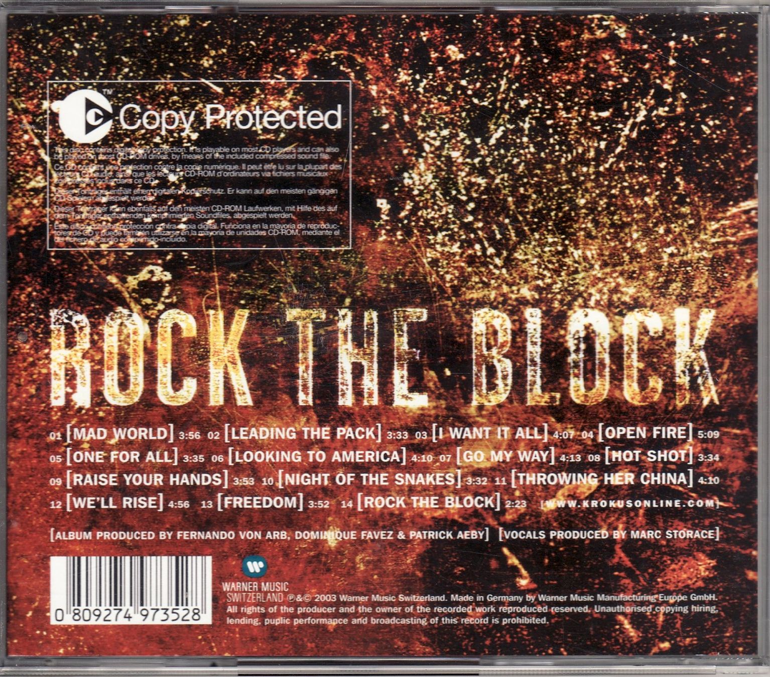 CD: Krokus Rock The Block – Nuovo (secondo la descrizione) da Boussens venduto da catfood01 1